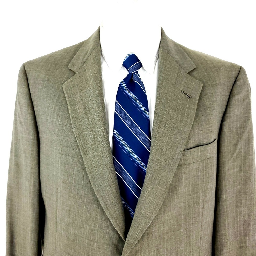 Hart Schaffner Marx Gold Trumpeter Wool 2 Button Blazer 40R Tan Striped